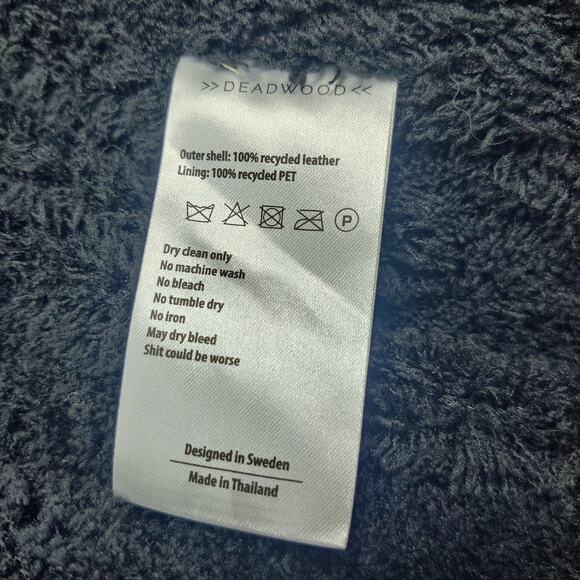 Deadwood Avery Recycled Leather Black Motorcycle Biker Jacket Fur Collar 38 XS/S - Picture 11 of 16